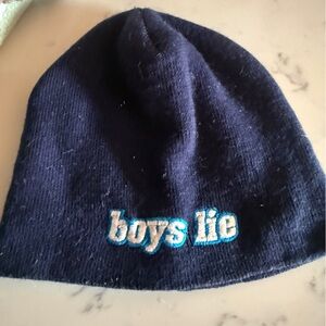Boys Lie Navy Knit Beanie One Size Embroidered Logo Hat